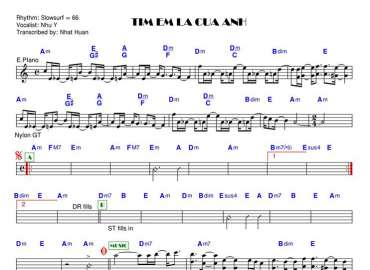 Tim Em Là Của Anh Sheet Nhạc đệm