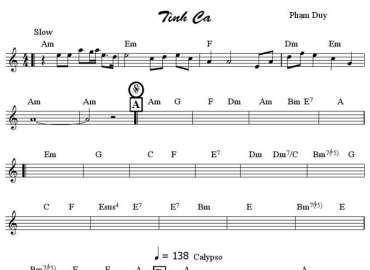 Tình Ca Sheet Nhạc đệm