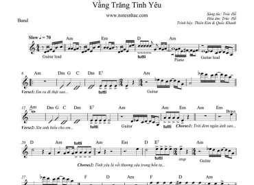 Vầng Trăng Tình Yêu sheet nhạc đệm