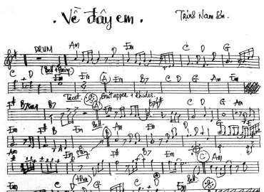 Về Đây Em sheet nhạc đệm