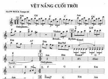 Vệt Nắng Cuối Trời sheet nhạc đệm