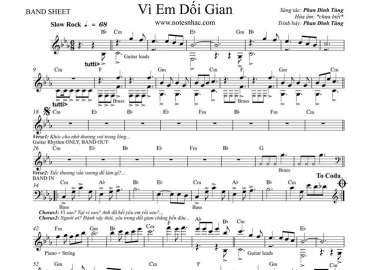 Vì Em Dối Gian sheet nhạc đệm