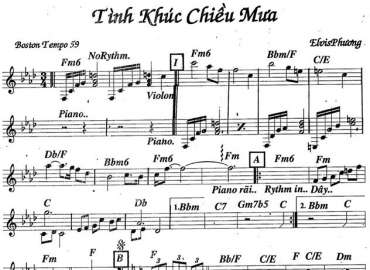 Tình Khúc Chiều Mưa Sheet Nhạc đệm