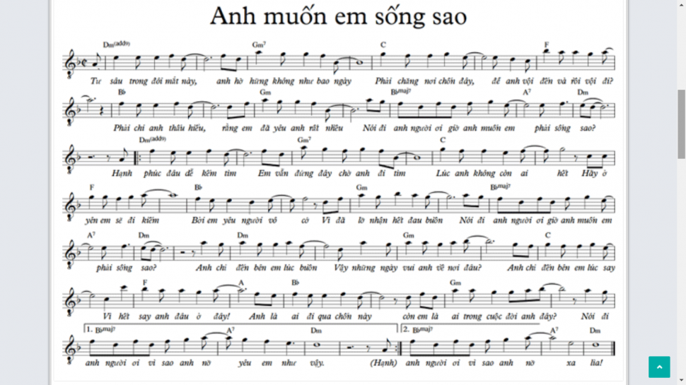 Anh Muốn Em Sống Sao Sheet Nhạc