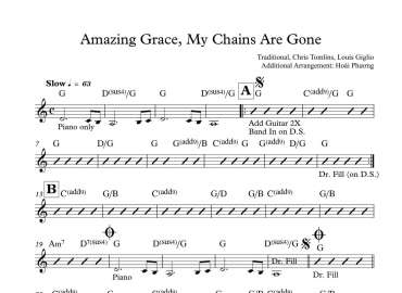 Amazing Grace, My Chains Are Gone sheet