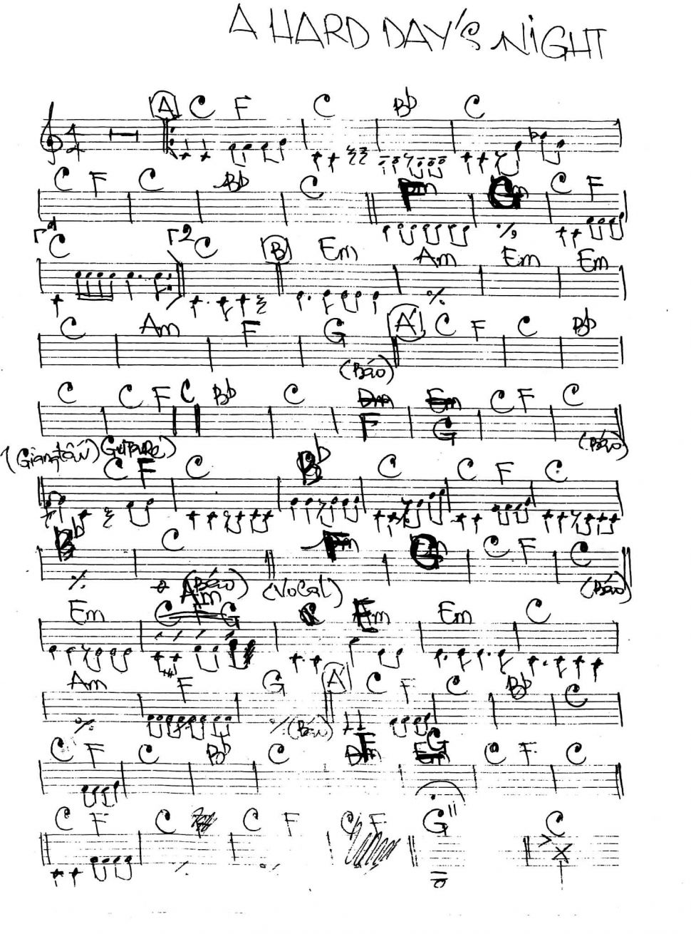 A Hard Day's Night sheet