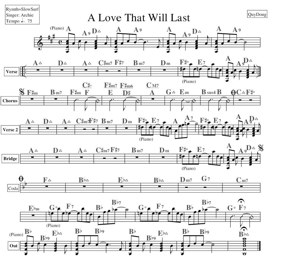A Love That Will Last sheet