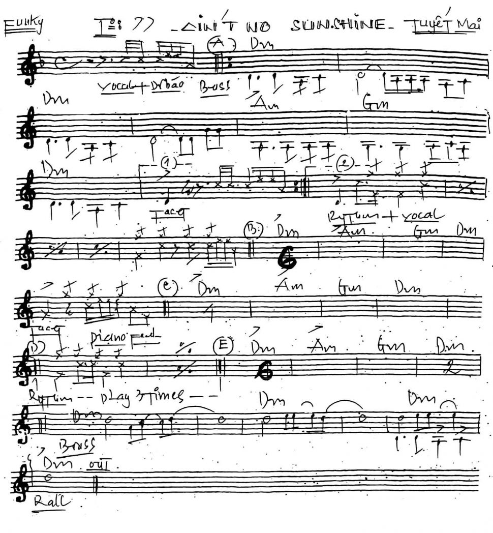 Ain't No Sunshine sheet