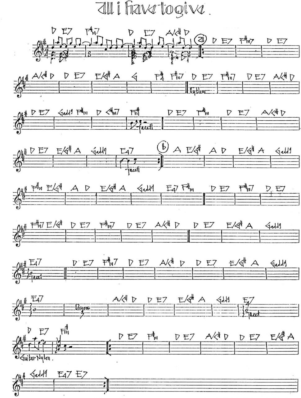 All Have To Give sheet