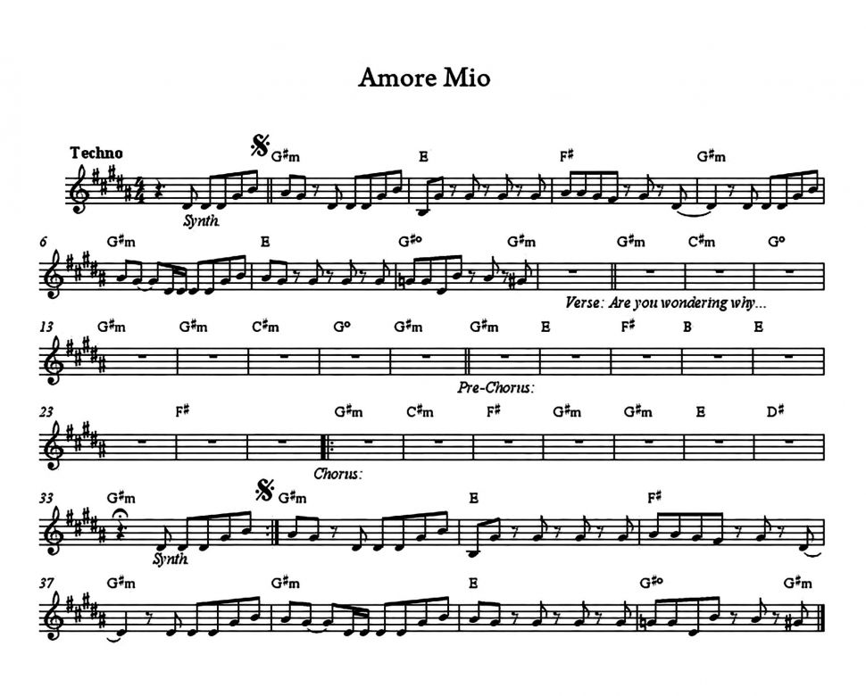 Amore Mio sheet