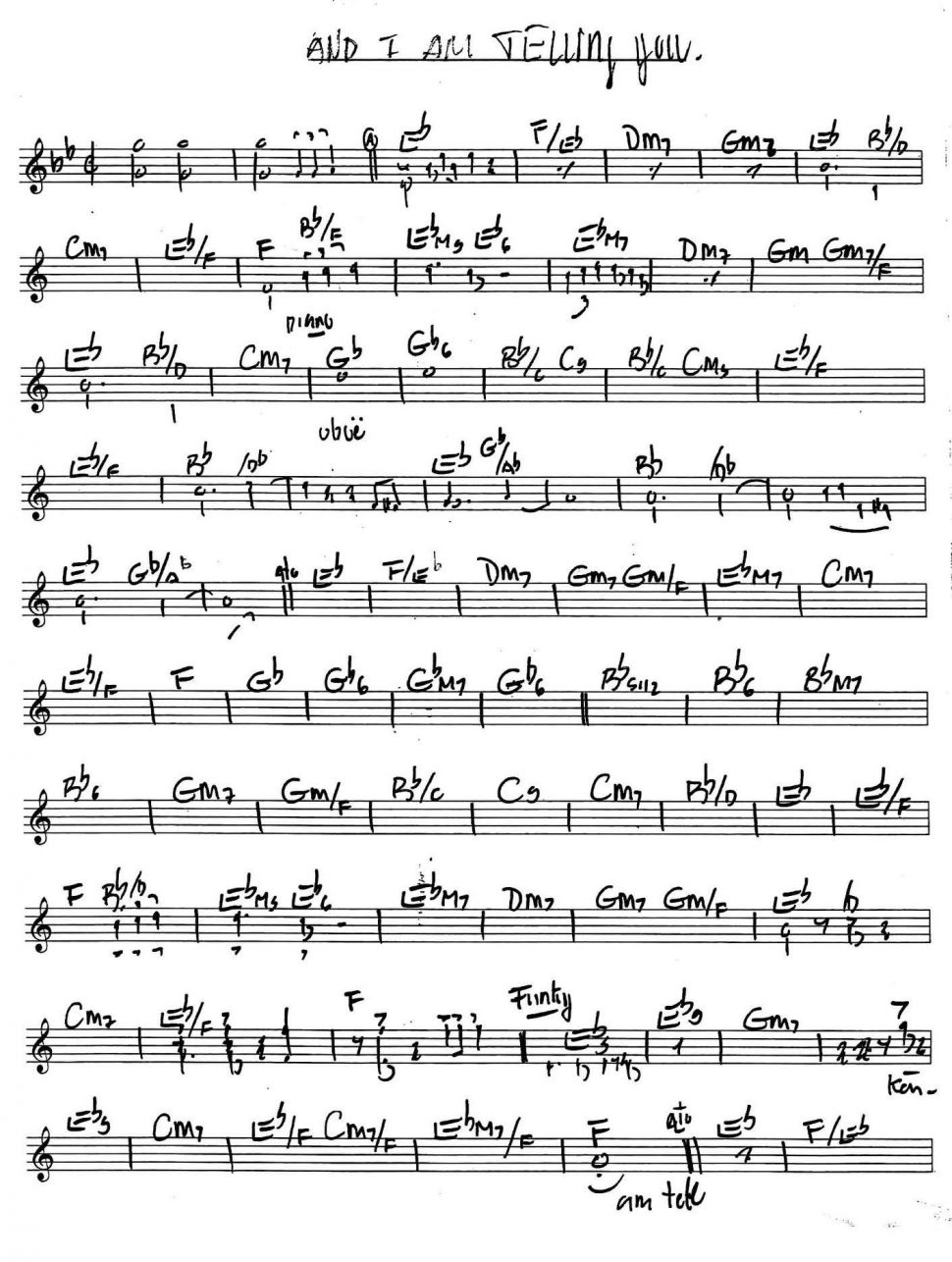 And I Am Telling You sheet