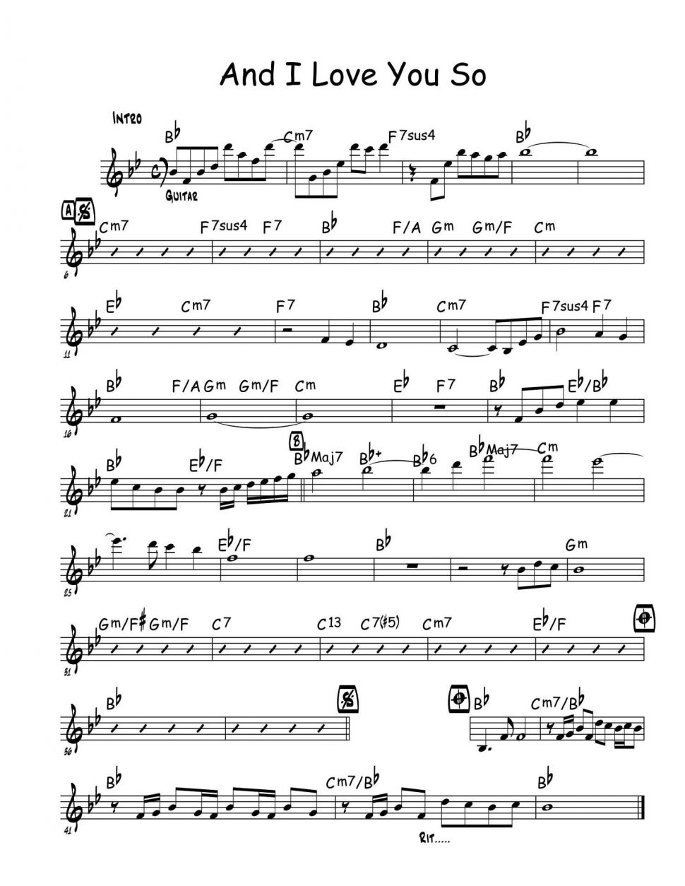 And T Love You So sheet