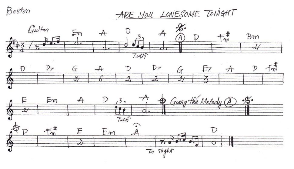 Are You Lonesome Tonight sheet