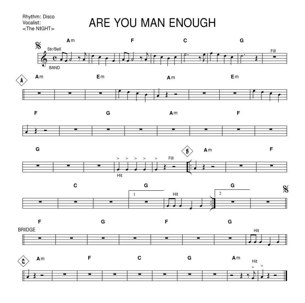 Are You Man Enough sheet