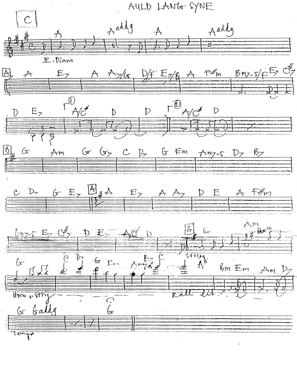 Auld Lang Syne sheet