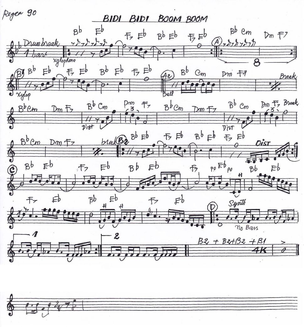 Bidi Bidi Boom Boom Sheet