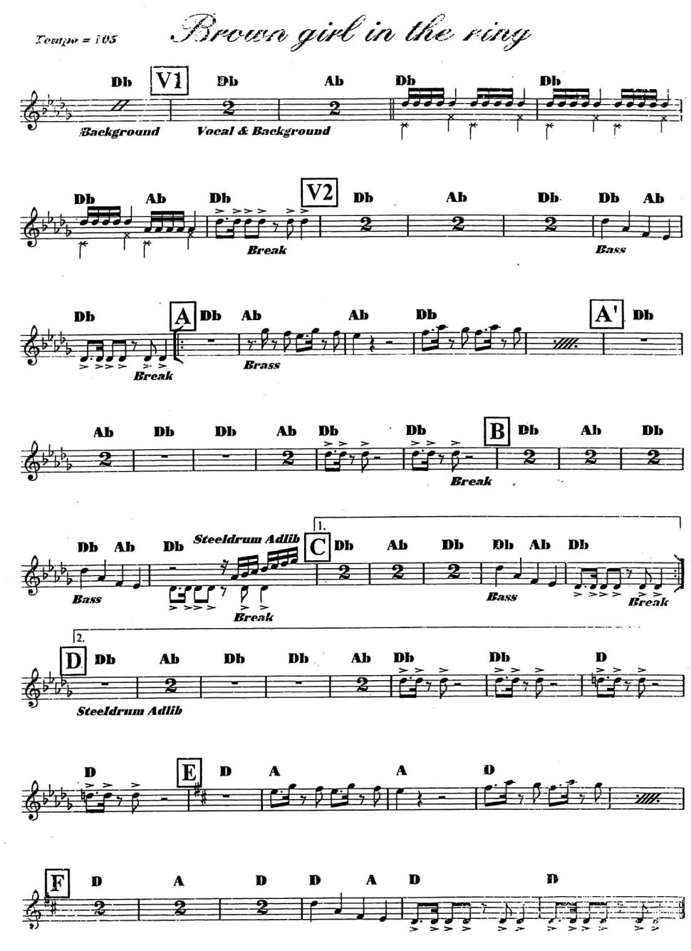 Brown girl in the ring sheet