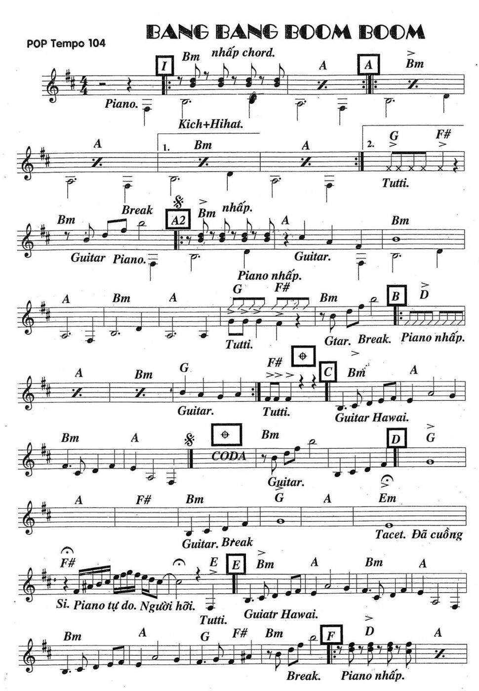 Bang Bang Boom Boom sheet