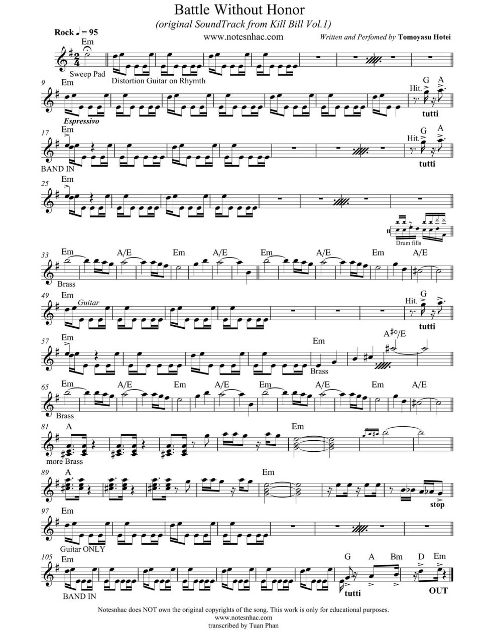 Battle Without honor sheet