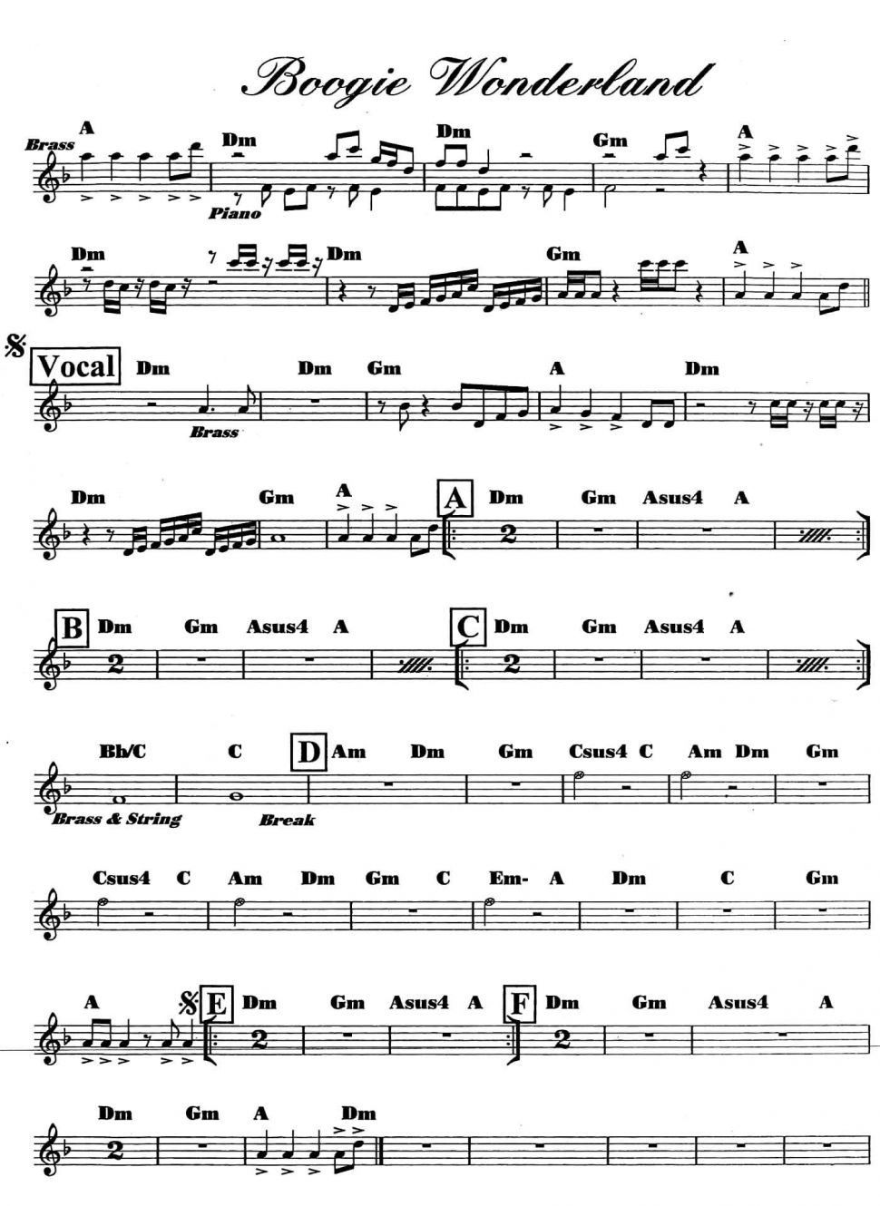 Boogie Wonderland sheet