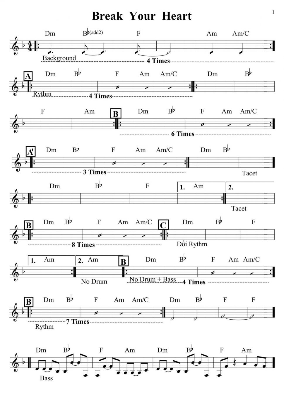 Break your heart sheet