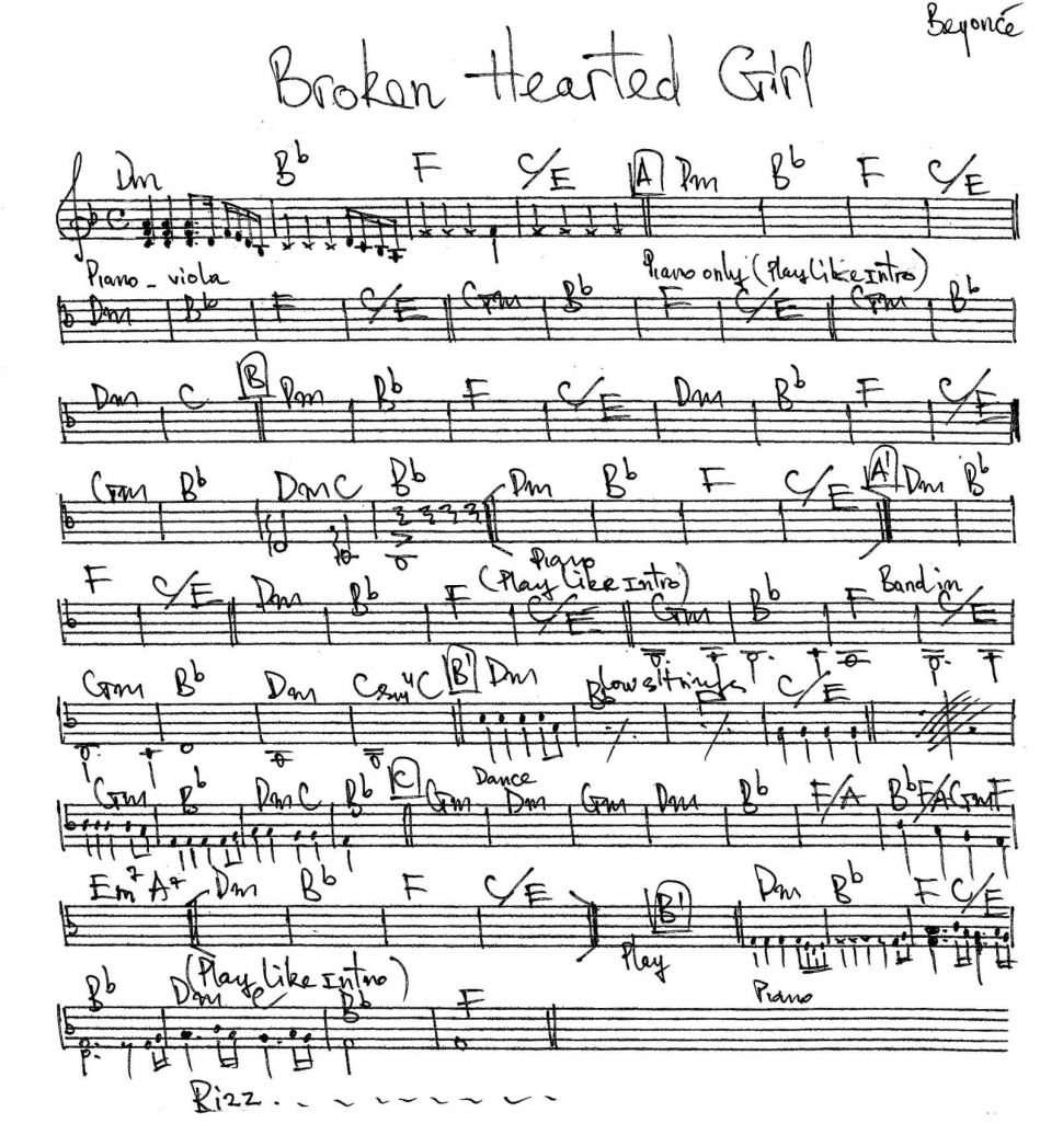 Broken hearted girl sheet