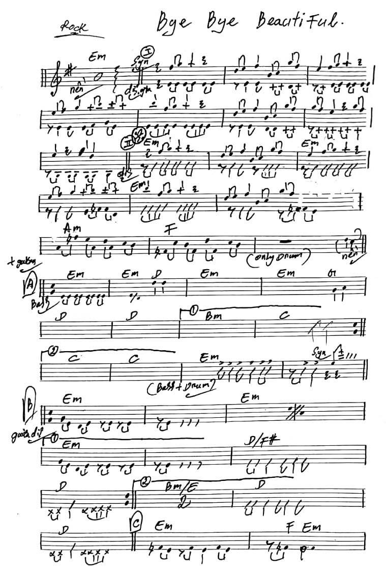 Bye Bye Beautiful sheet