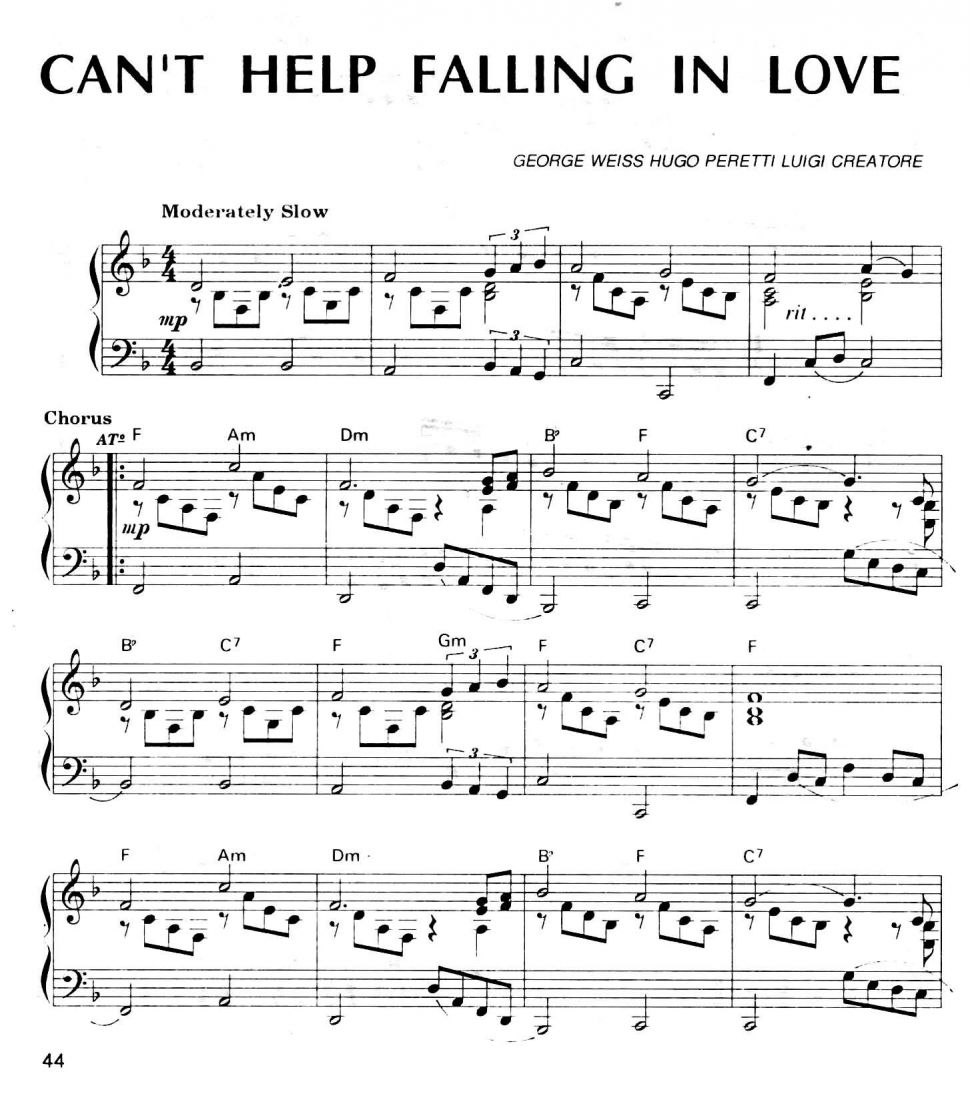 Can't Help Falling In Love sheet