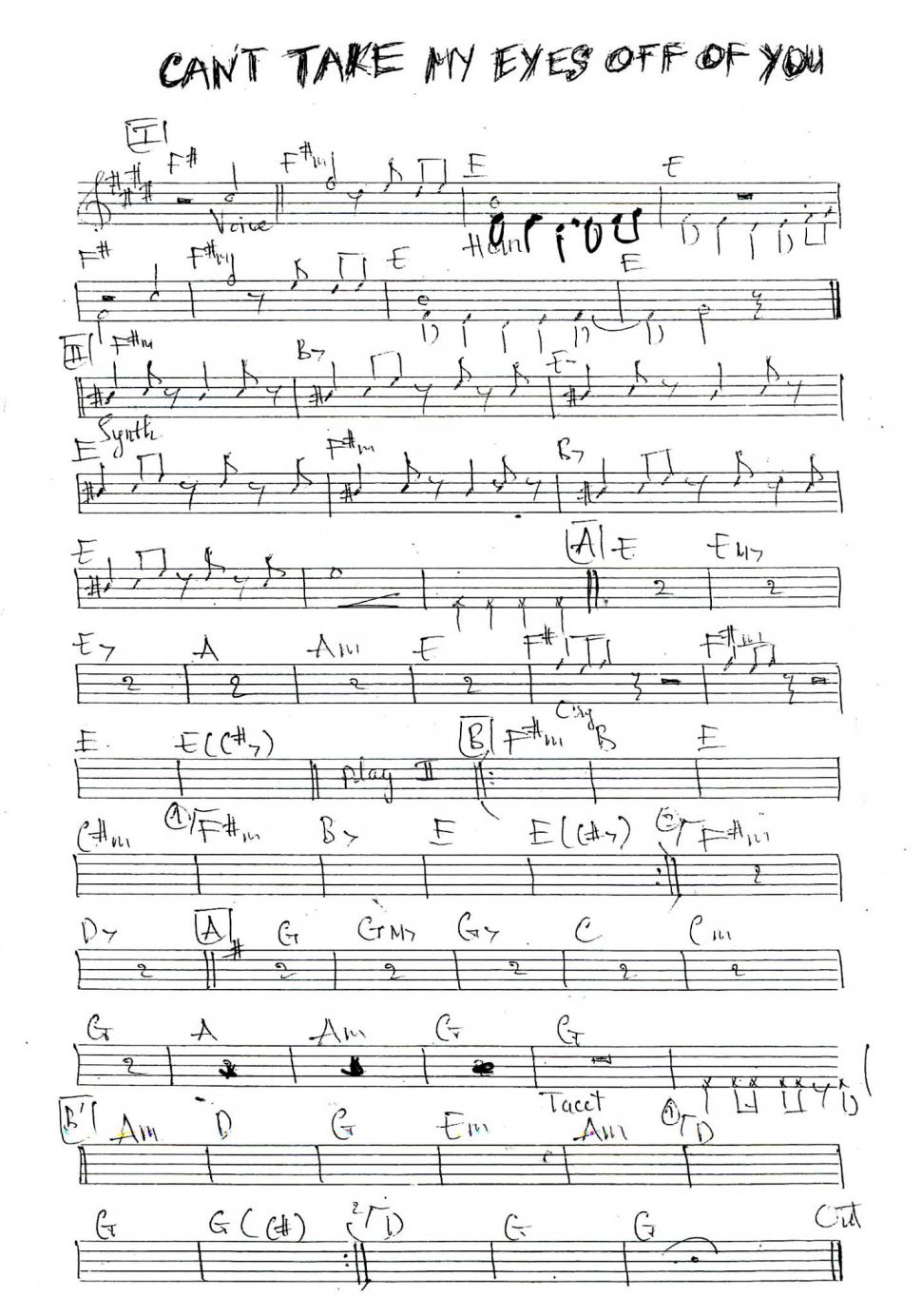 Can't Take My Eyes Off Of You sheet