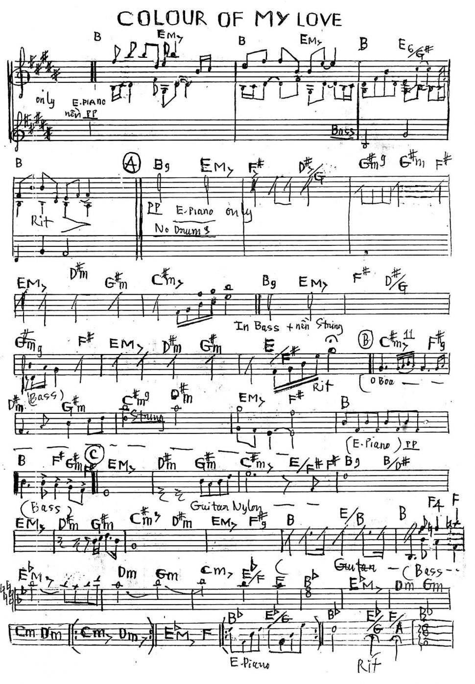 Colour Of My Love sheet