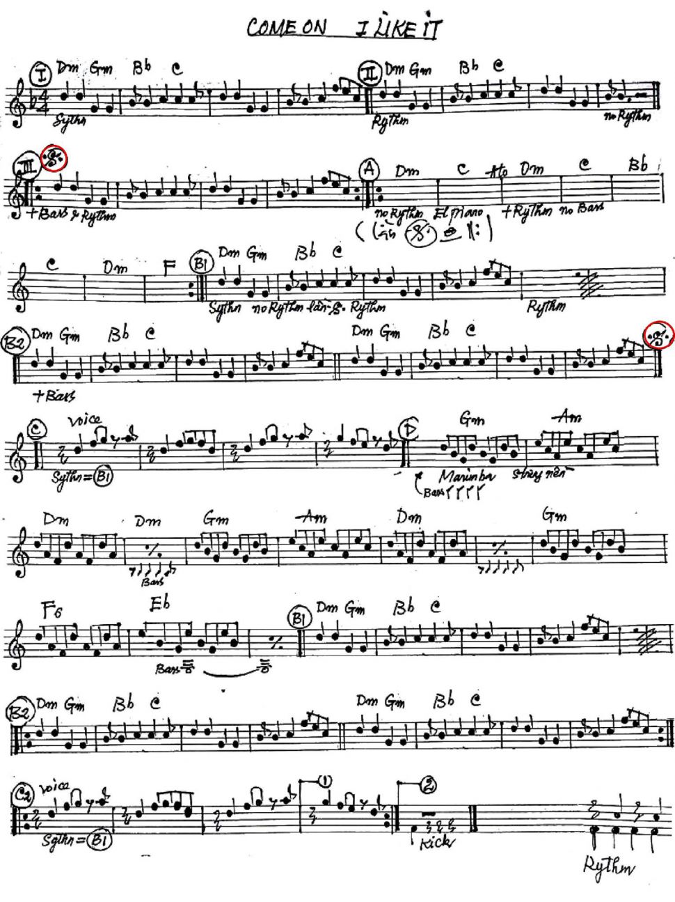 Come On I Like It sheet