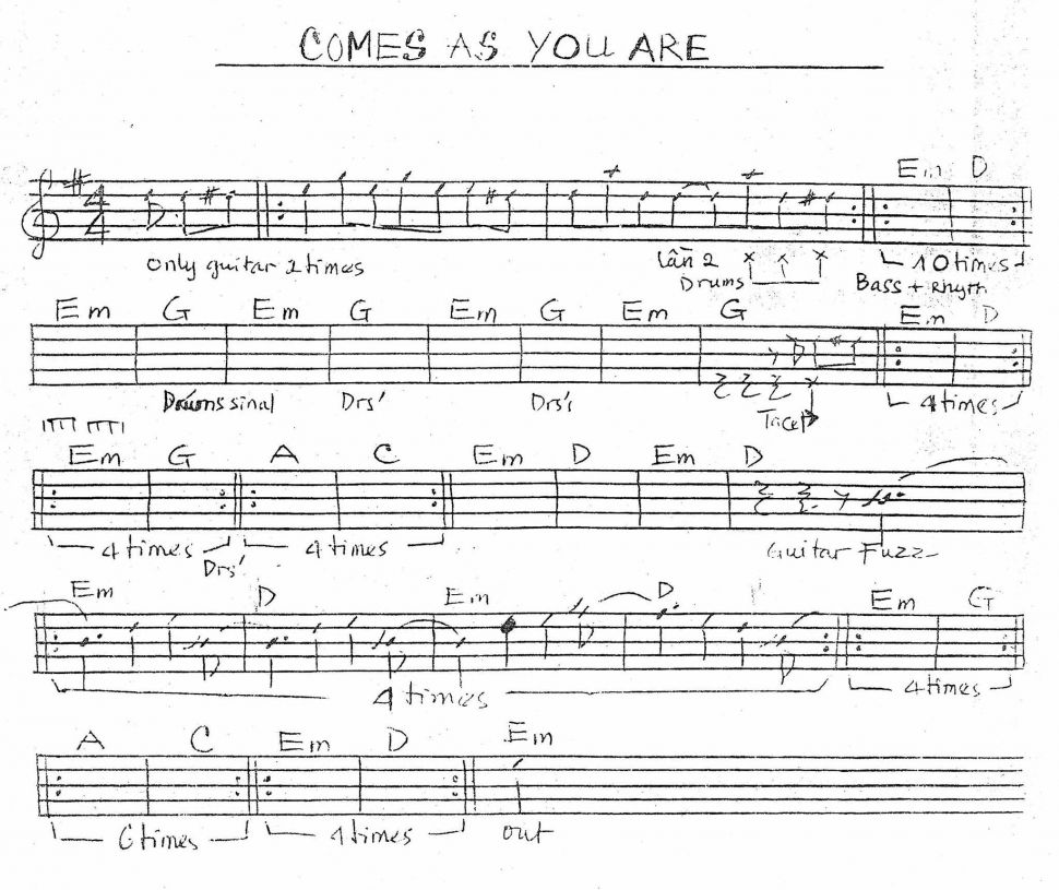 Comes As You Are sheet