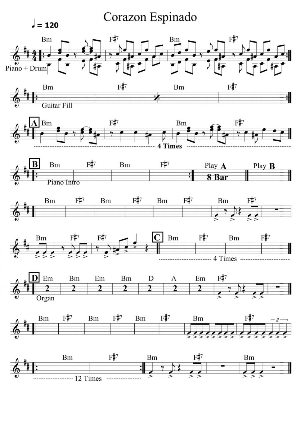 Corazon Espinado sheet