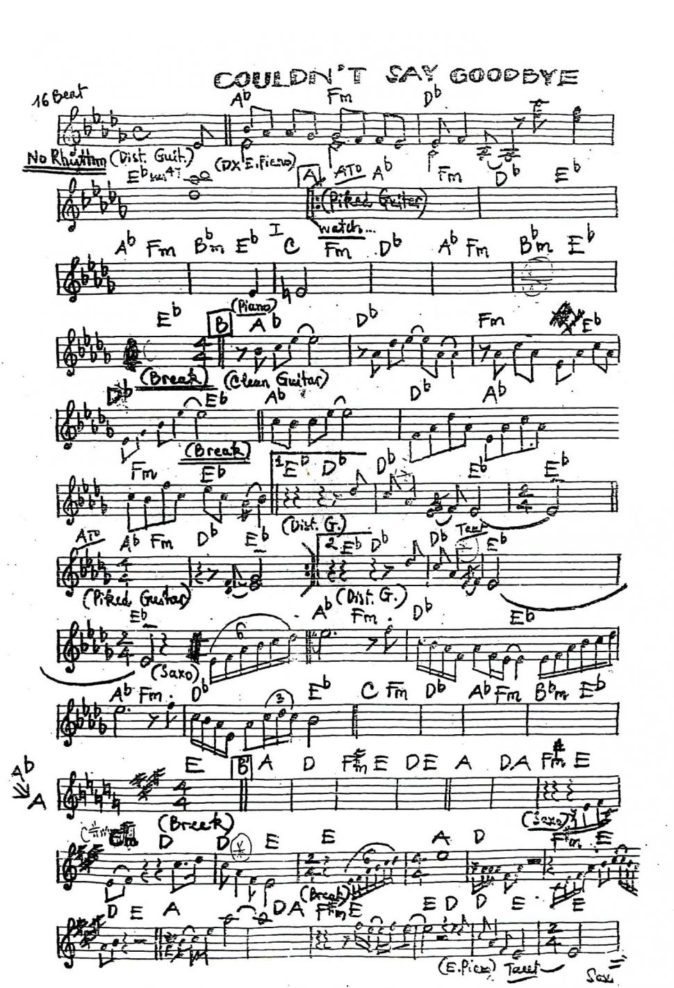 Couldn't Say Goodbye sheet