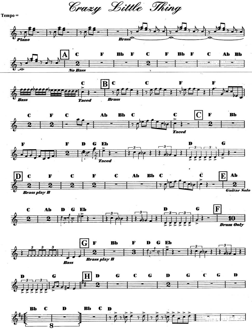 Crazy Little Thing sheet