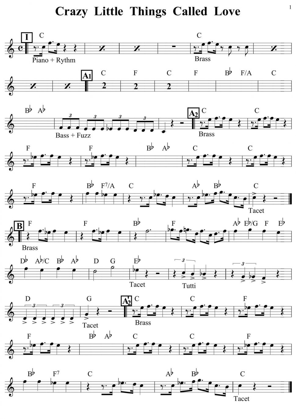 Crazy Little Things Called Love sheet