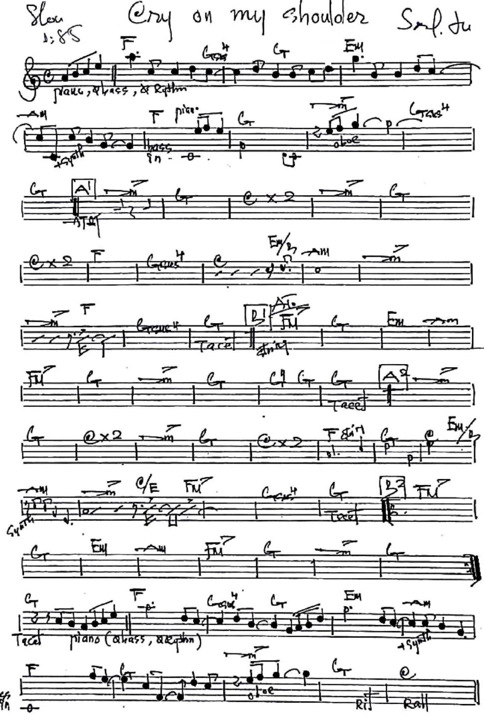 Cry On My Shoulder sheet