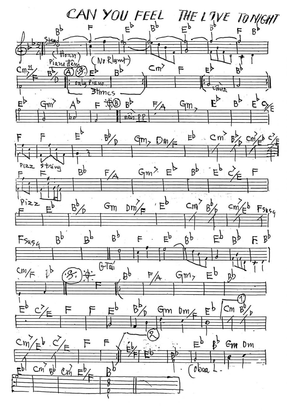 Can You Feel The Love Tonight sheet