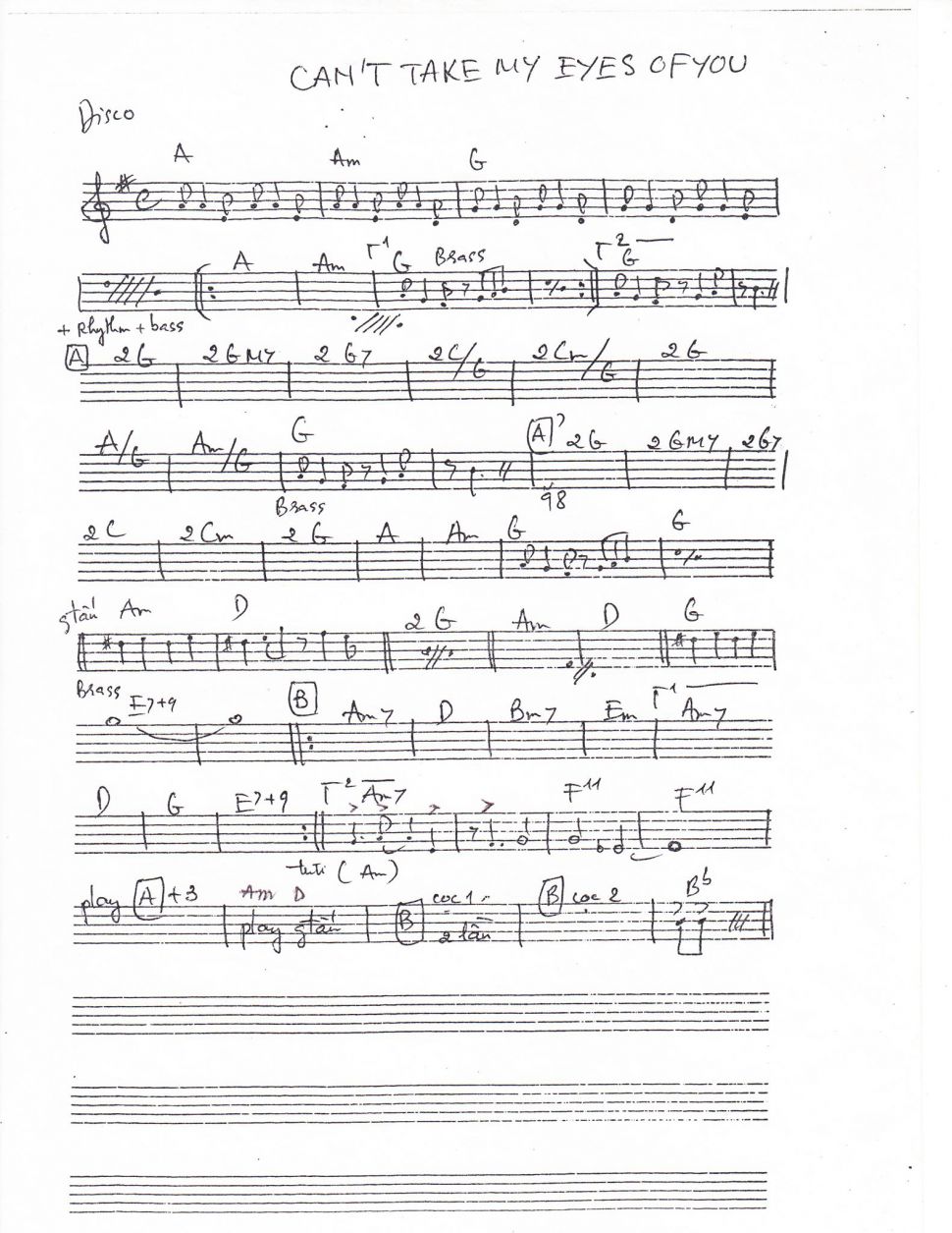 Can't Take My Eyes Of You sheet