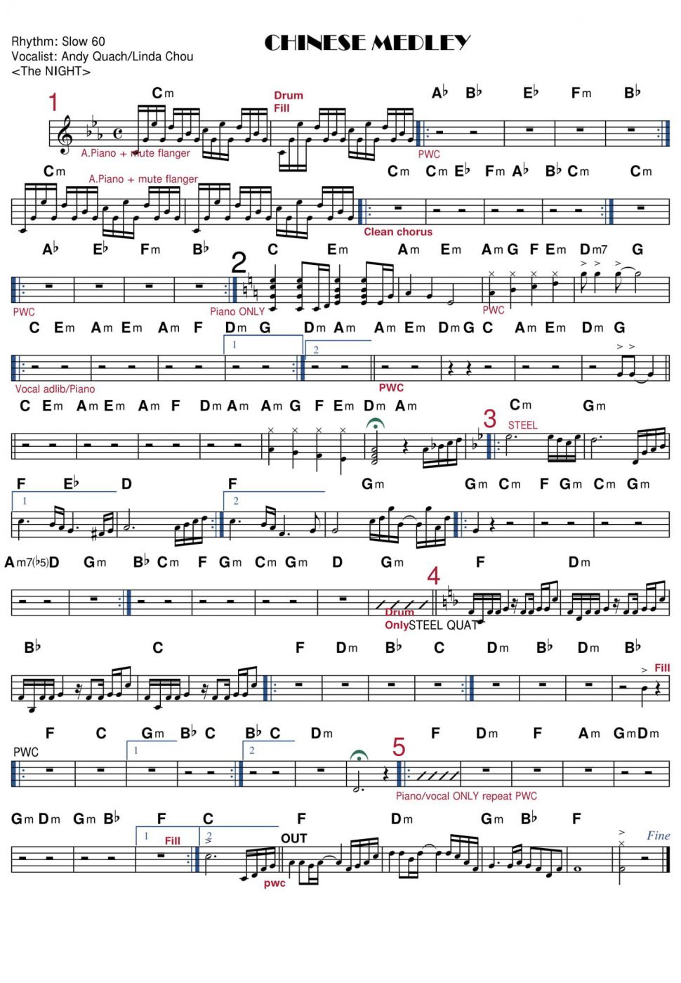 Chinese Medley sheet