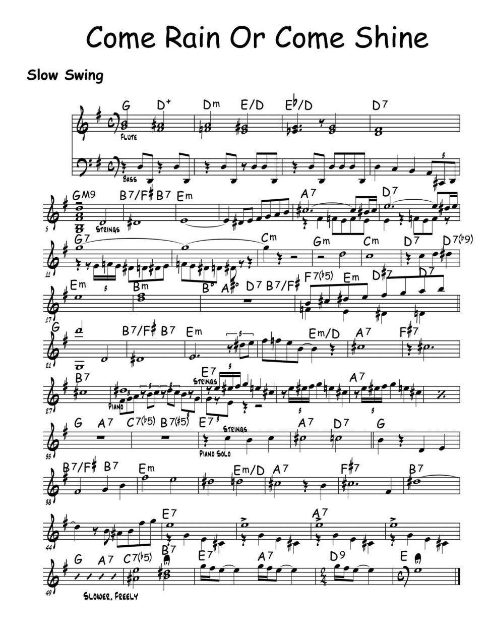 Come Rain Or Come Shine sheet