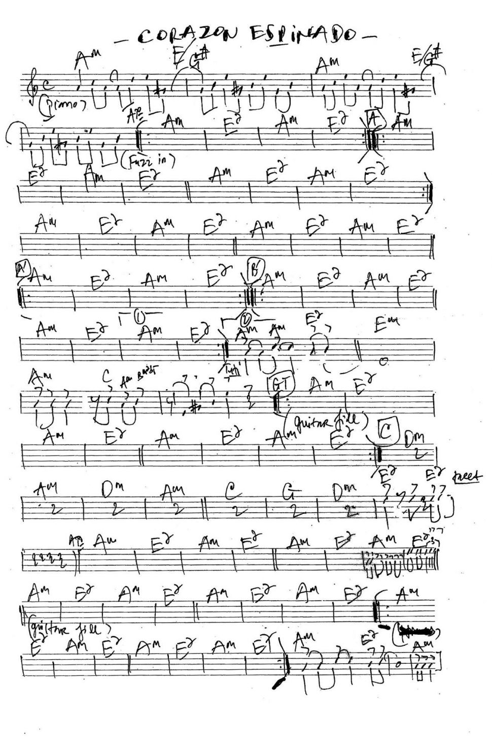 Corazon Espinado sheet