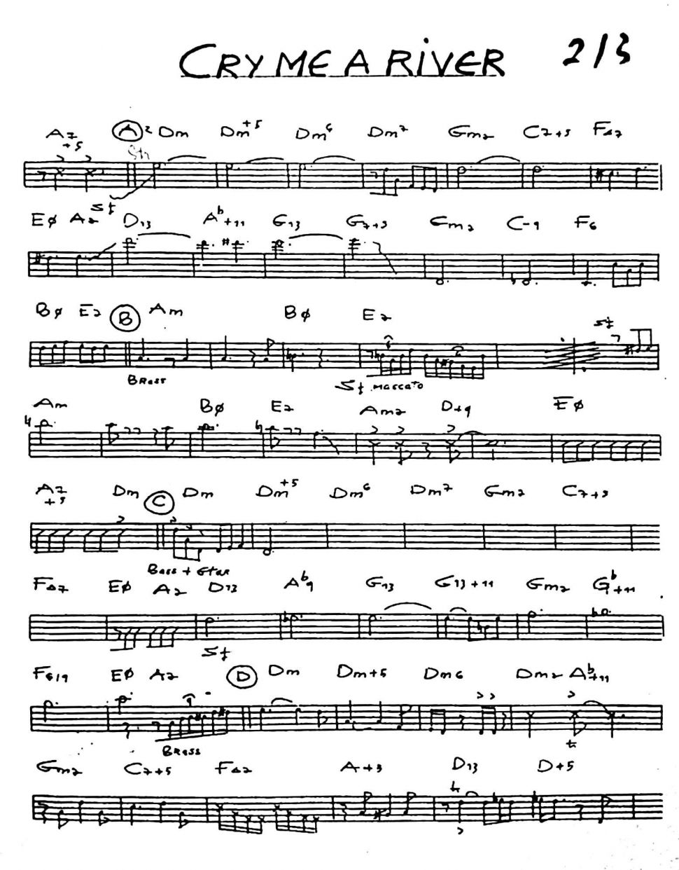 Cry Me A River sheet