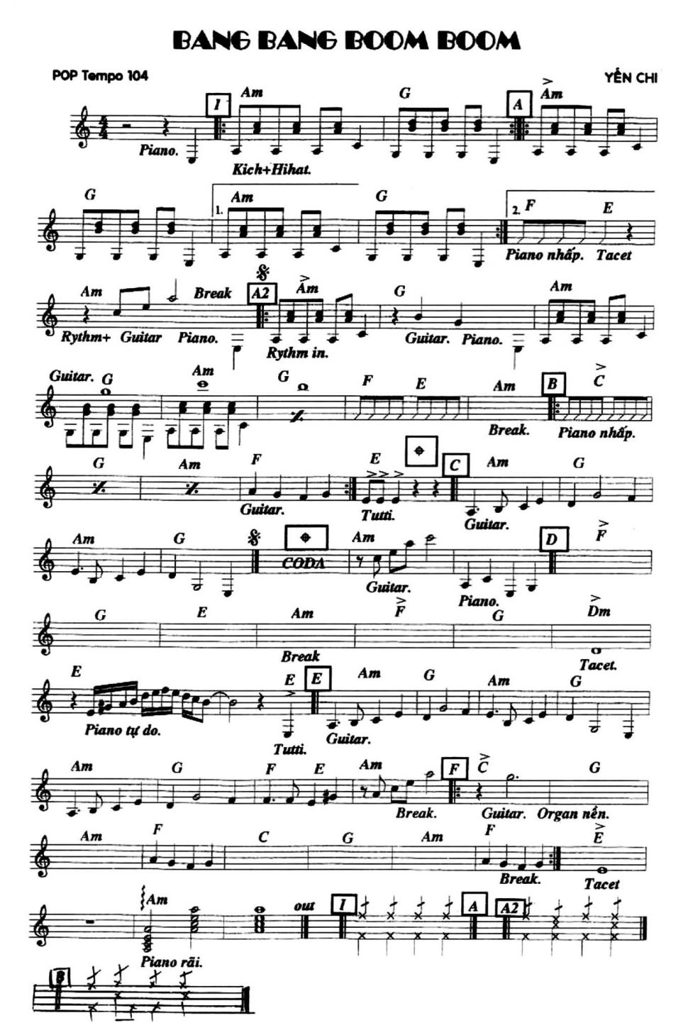 Bang Bang Boom Boom sheet