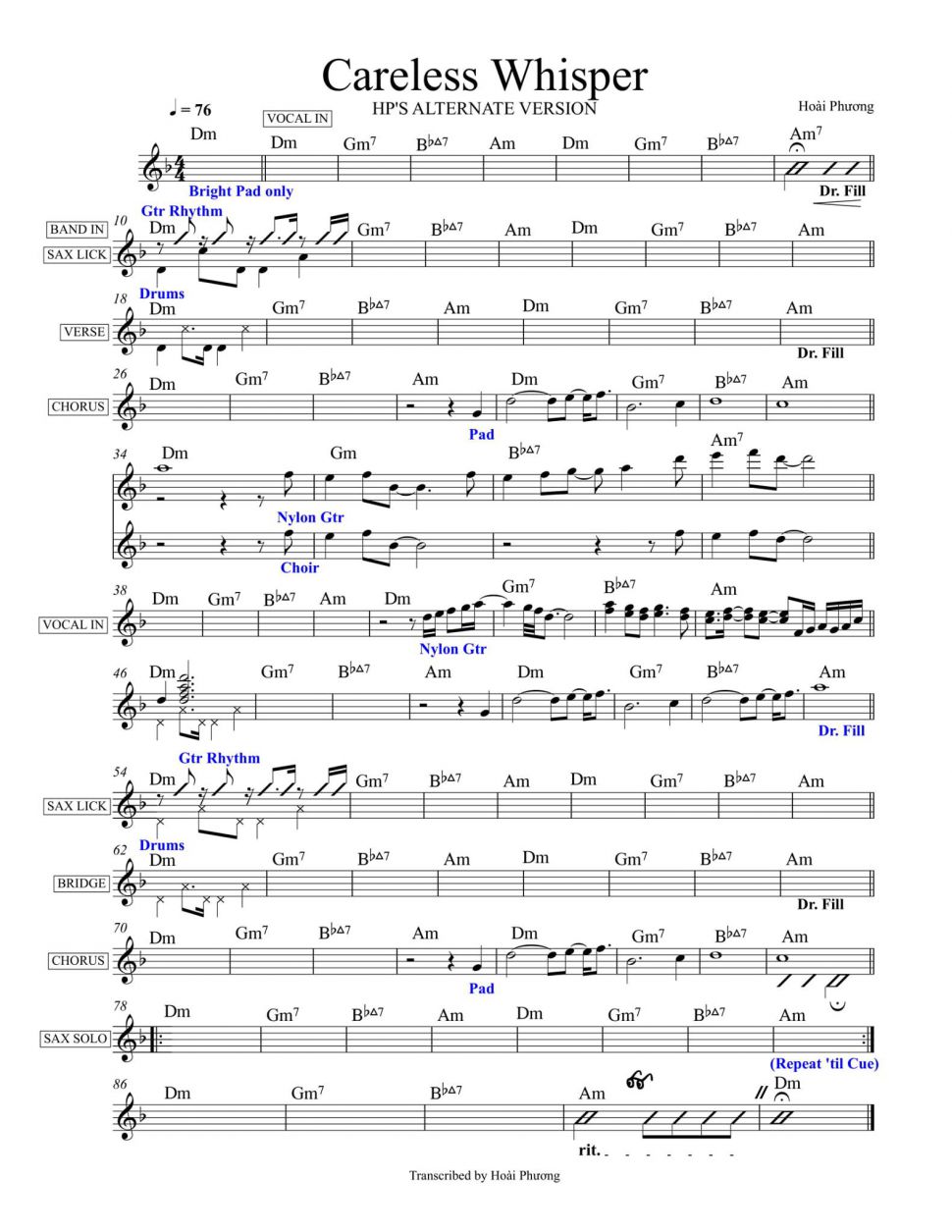 Careless Whisper sheet