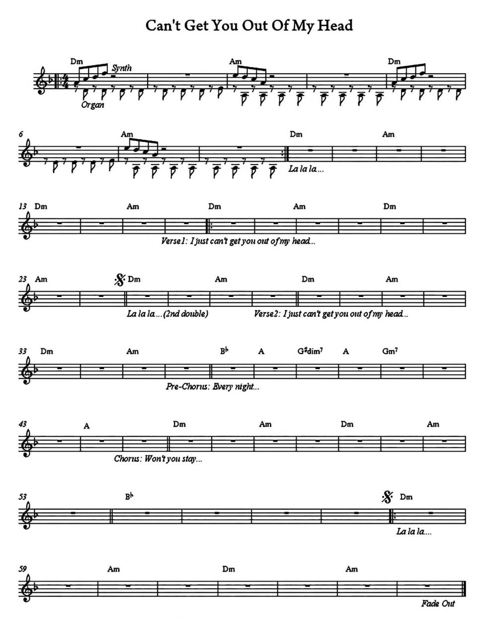 Can't Get You Out Of My Head sheet