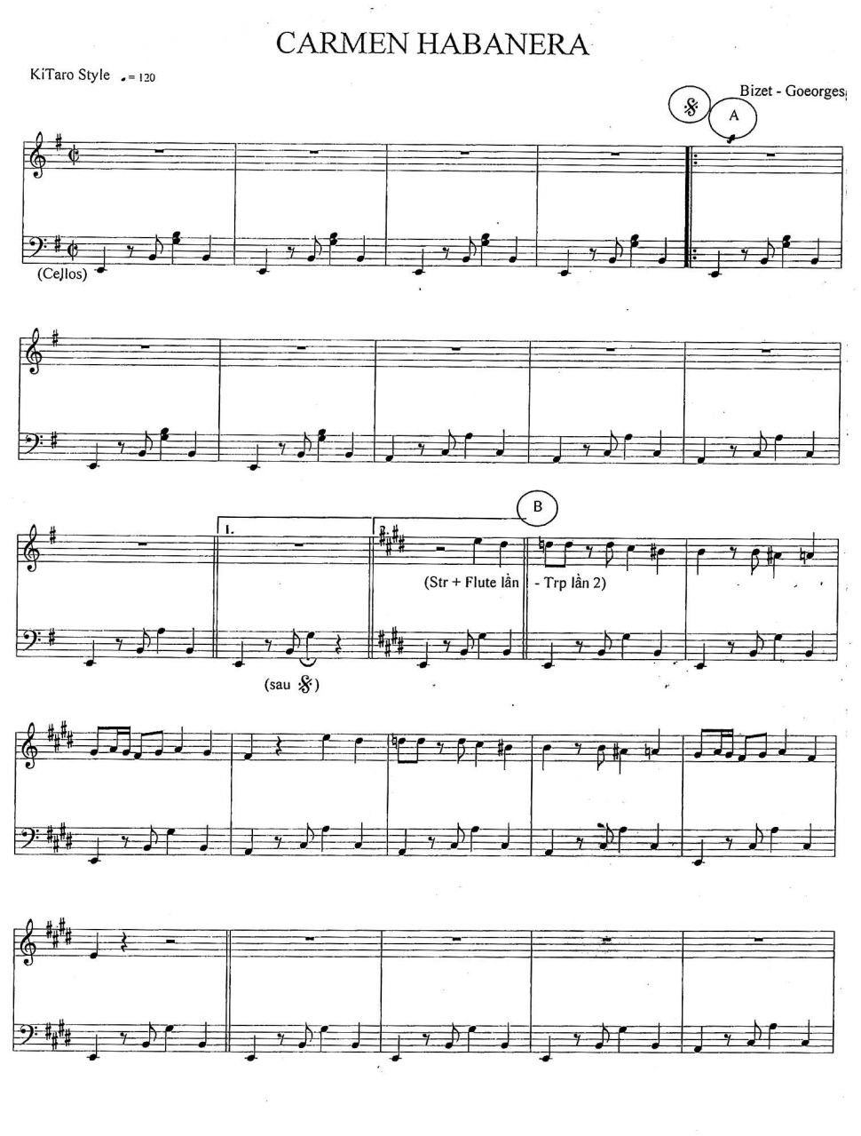 Carmen Habanera sheet