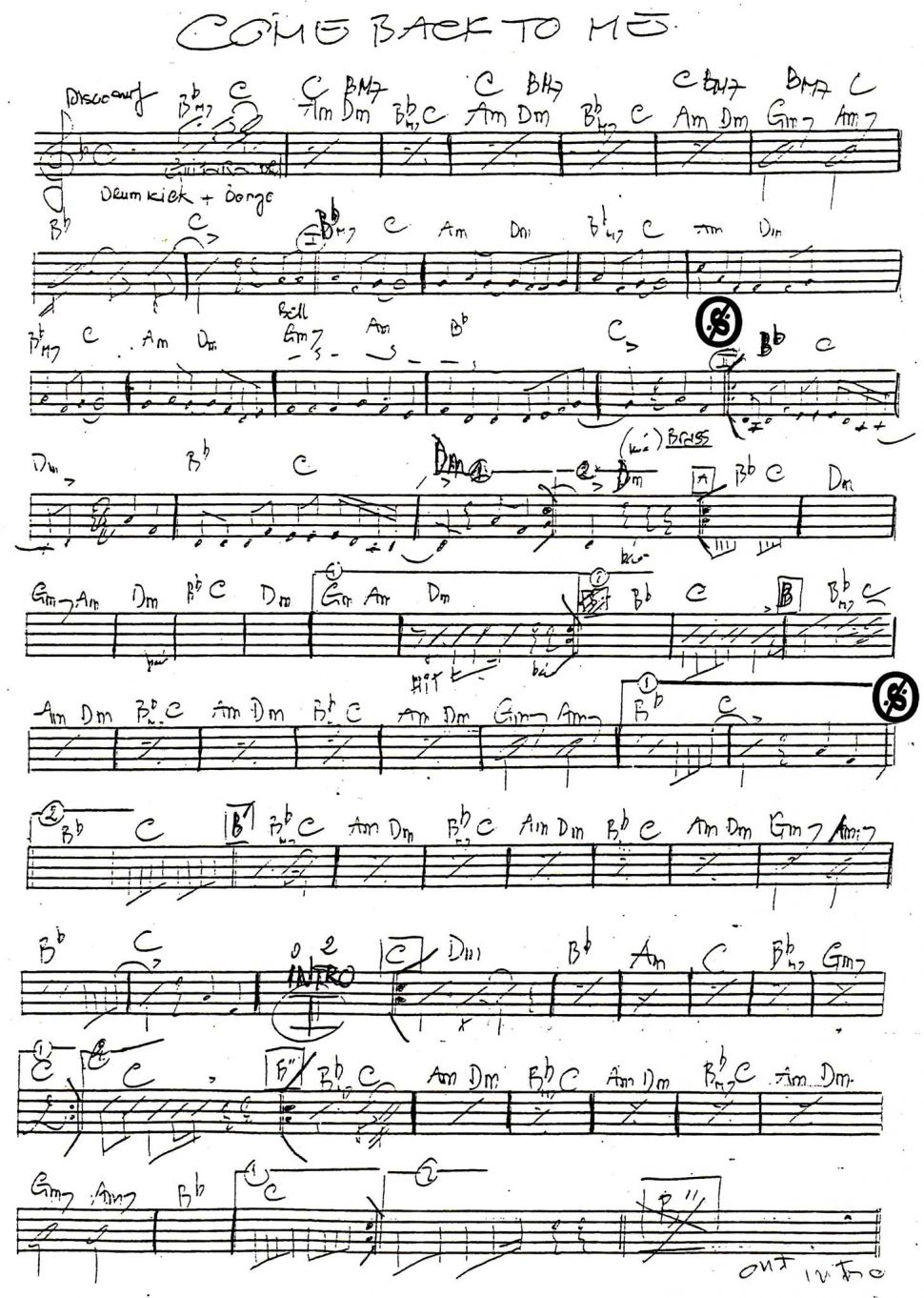 Come Back To Me sheet