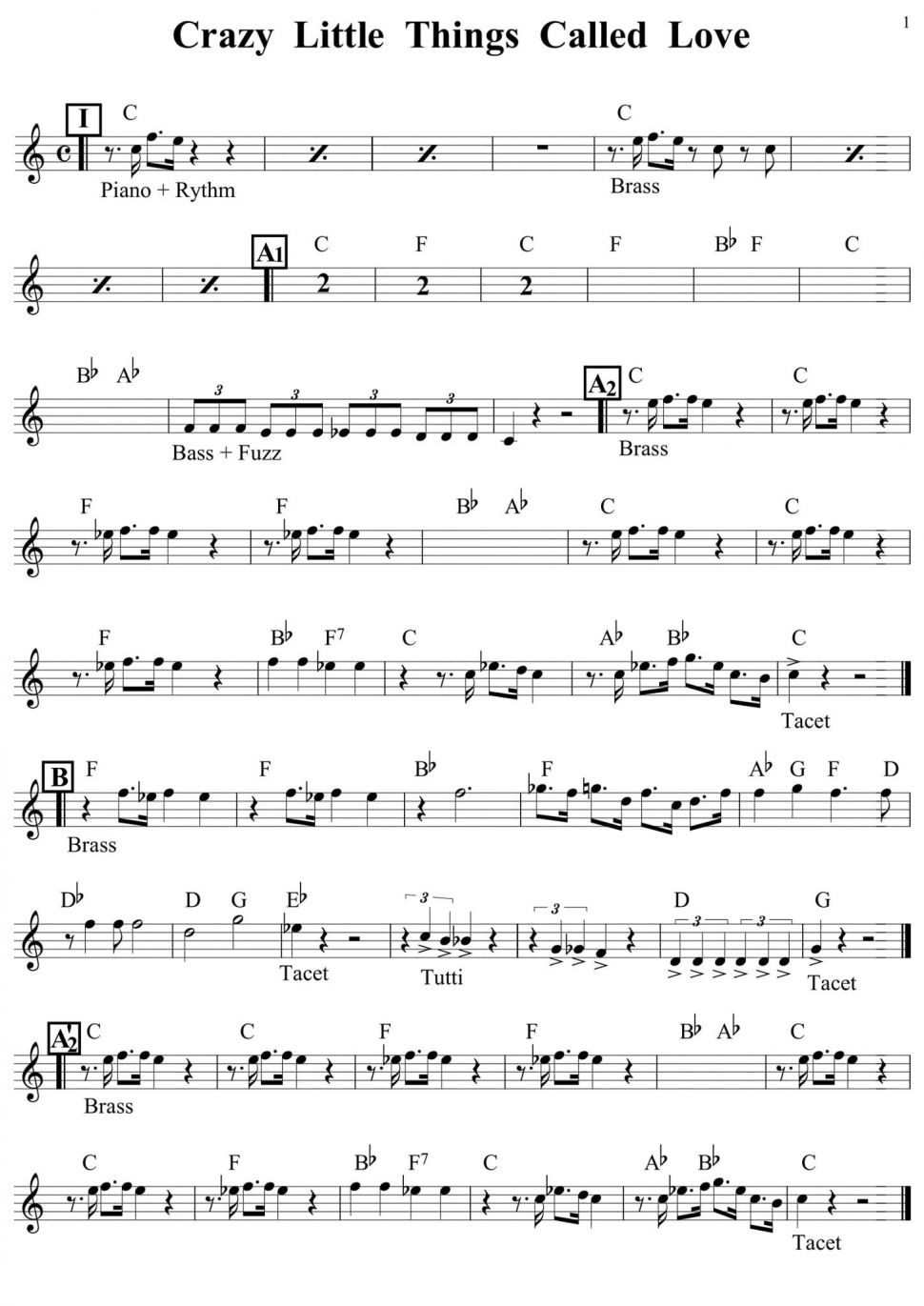 Crazy Little Things Called Love sheet