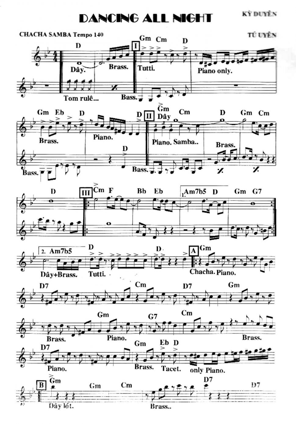 Dancing All Night sheet